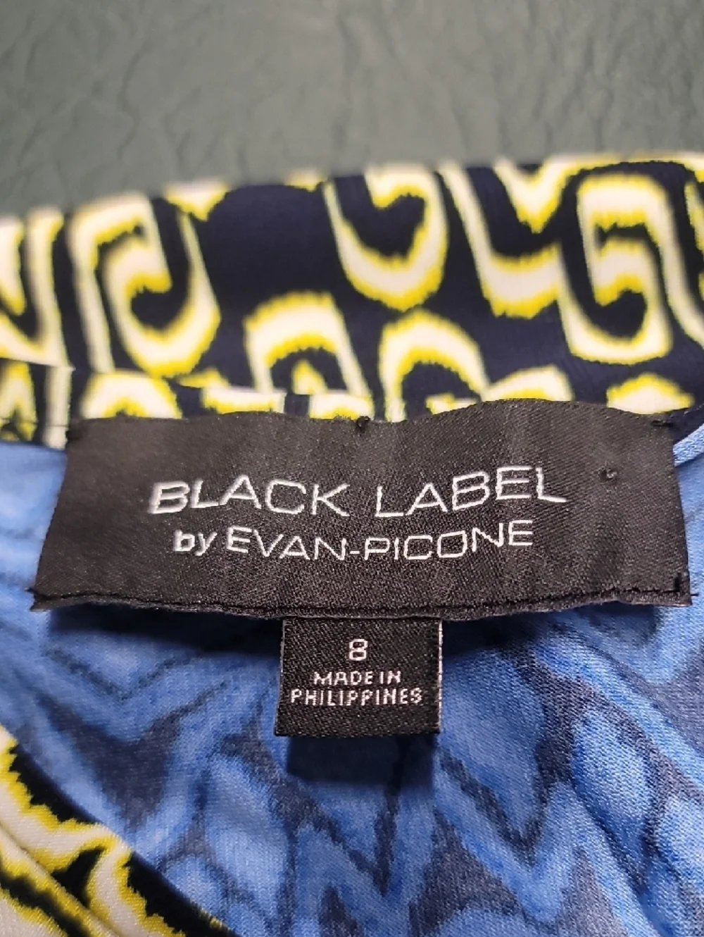 Evan Picone Blue and Green Geometric Scoop-Neck Maxi Dress - Picture 3 of 3